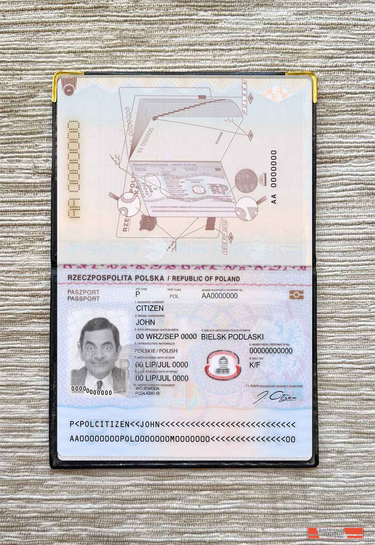 Poland passport 2018+ photo look PSD template